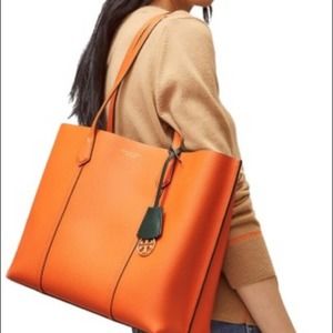 Tory Burch orange leather perry tote
